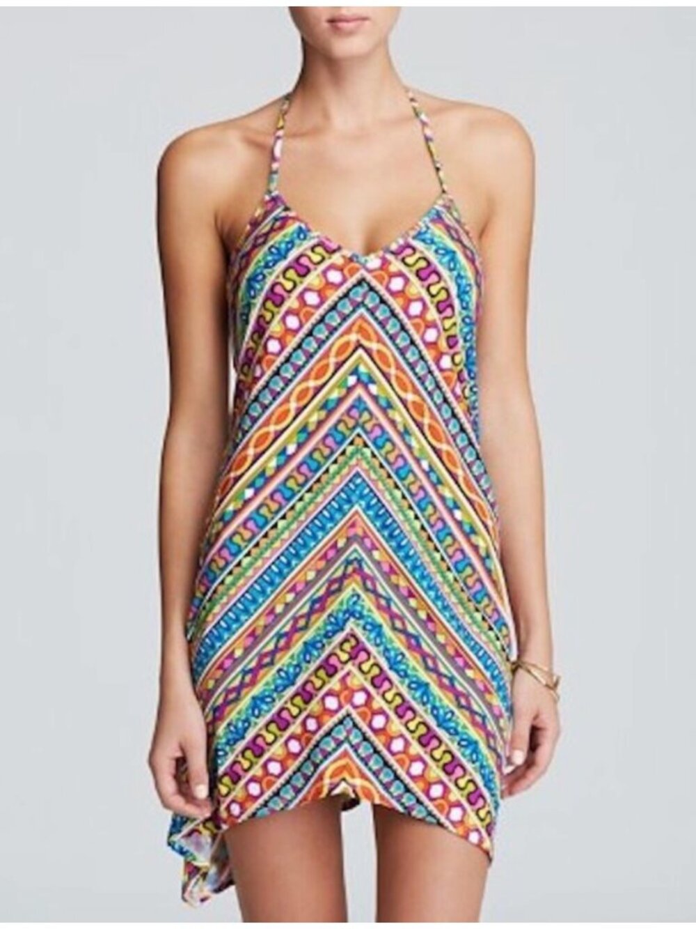 Trina Turk Peruvian Multicolor Halter Cover Up Beach Dress Size XS
